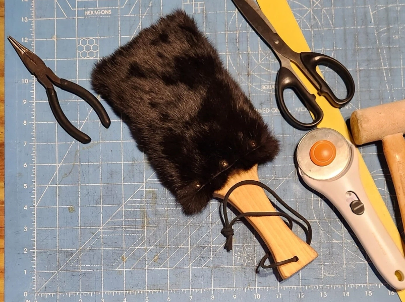 Mini Rabbit Fur and Suede Paddle