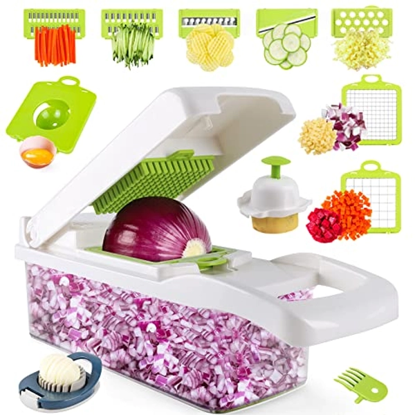 MAIPOR Vegetable Chopper - Onion chopper - Multifunctional 15 in 1 professional food chopper - Dicer Cutter - Kitchen veggie chopper with container - Egg slicer