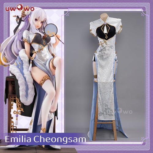 【In Stock】Uwowo Re:Zero Emilia: Graceful Beauty Figure Ver. Chinese Dress Cosplay Costume - S