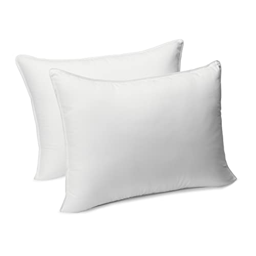 Amazon Basics Down Alternative Bed Pillows, Medium Density For Back and Side Sleepers, King, 2-Pack, White, 36 in L x 20 in W - King (Pack of 2) - Medium