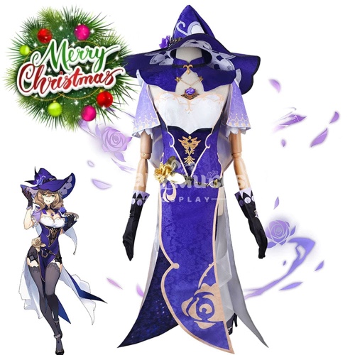 【In Stock】Game Genshin Impact Cosplay Lisa Cosplay Costume Plus Size - XL