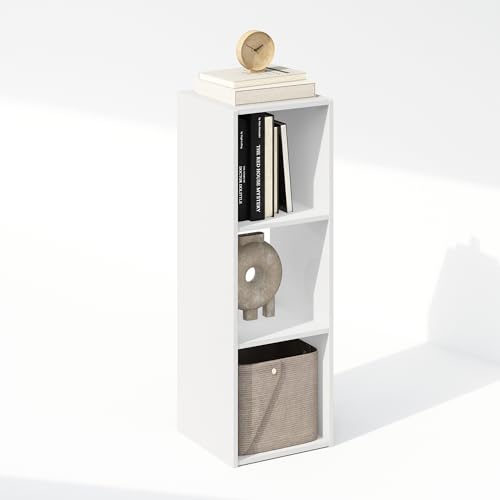 Furinno Pelli Cubic Storage Cabinet, Bookcase, Bookshelf, 3-Cube, White - 3-Cube - White