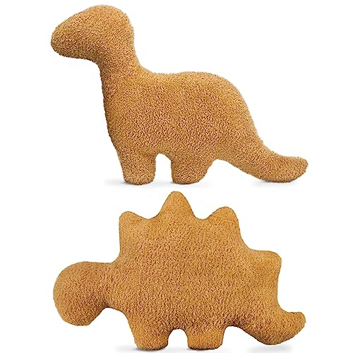 Aiideals Dino Nugget Pillow, Dinosaur Chicken Nuggets Plush Funny Gifts for Teen Boys Girls, Fun Throw Pillows Cute Room Decor for Teens Dinosaur Gifts (Small, 2Pcs) - 2 Pack - Small