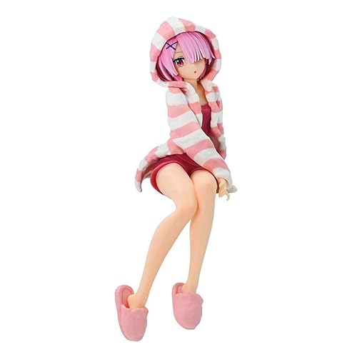 MHCYKJ Re Zero Figure Ram Cute Anime Girl Figures Room Wear Ver Kawaii Neko Statues PVC Toy Desk Decor Collection Birthday Gift for Kids - Room Wear Ram
