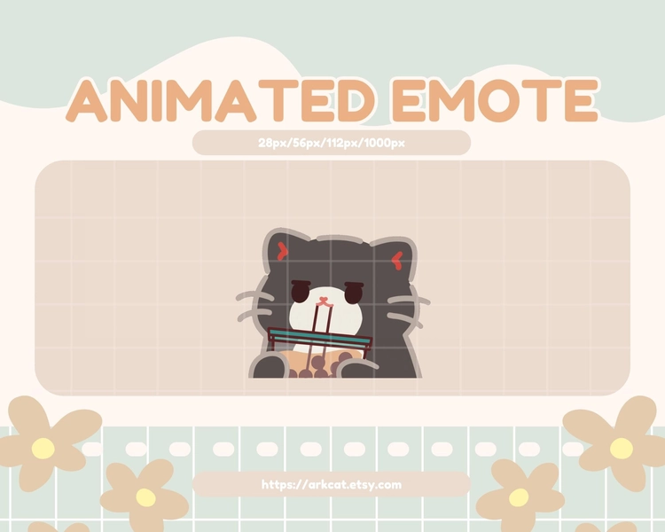 Animated Emote Milk Tea Tuxedo Cat