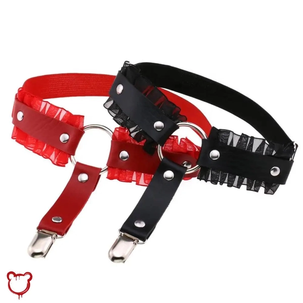 Gothic Lace Garter Clip Set - Black