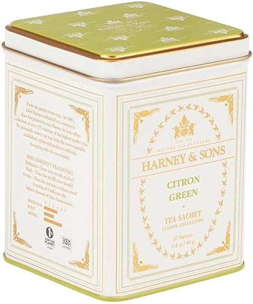 Harney & Sons Citron Green Tea, White, 20 Count (Pack of 1)