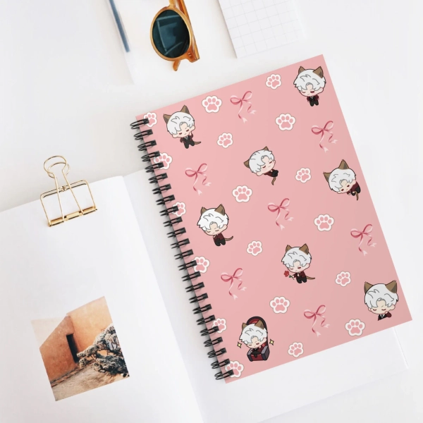 Sylus Kitty Love and Deepspace Notebook, sylus lads, caleb, xavier, zayne, rafayel,anime notebook,stationery, sylus cat caretaker,lads kitty