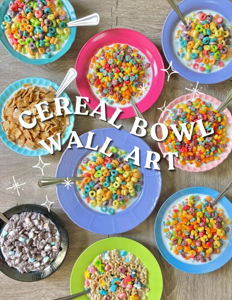 Hanging Faux Food Cereal Wall Art Decor | Bespoke | Lucky Charms | Fruit Loops | Aesthetic | Anti Gravity | Thrifted | Breakfast Lover |Gift