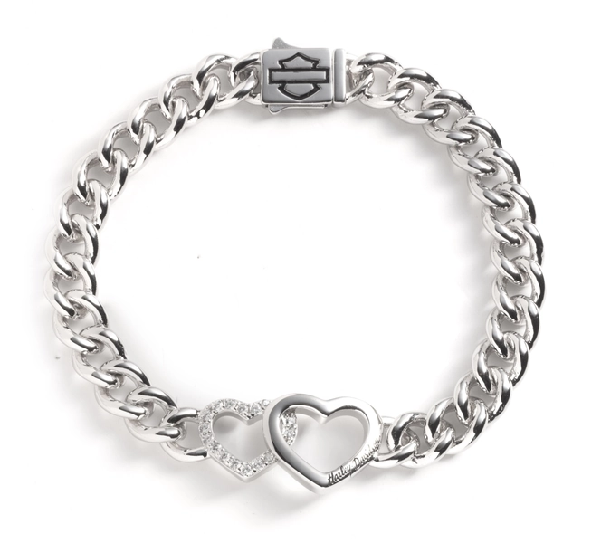 Women's Sterling Silver Double Heart Bracelet | Harley-Davidson USA