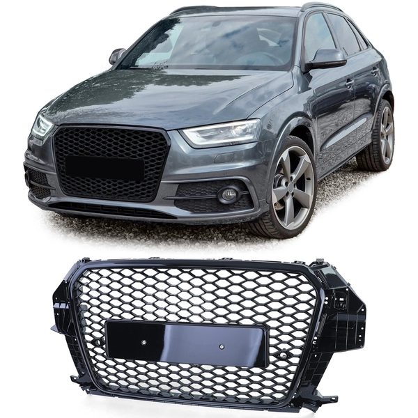 Grille Sports Grill Honeycomb Grille Black Gloss for Audi Q3 8U Since 2011-2015