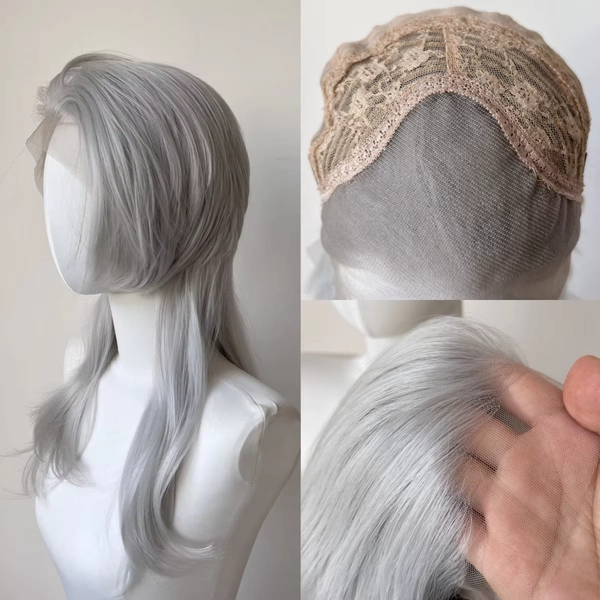 13x4 Front Lace Wig for Man Natural Silver Wig Short Wolf Tail Mullet Natural Layers Cool and Ancient Style Synthetic Lace Wigs - AliExpress 200165144