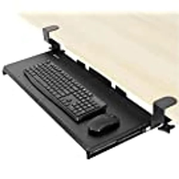 VIVO Large Keyboard Tray Under Desk Pull Out with Extra Sturdy C Clamp Mount System, 27 (33 Including Clamps) x 11 inch Slide-Out Platform Computer Drawer for Typing, Black, MOUNT-KB05E