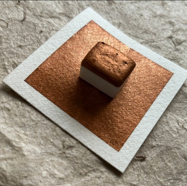 Saffron - Synthetic Mica - Earthy Autumnal Orange Handmade Metallic Watercolor Paint - Vegan watercolors - Shimmer watercolor