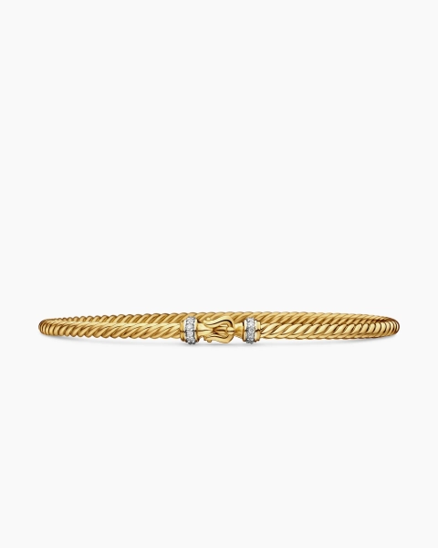 Buckle Bracelet in 18K Yellow Gold with Diamonds, 2.6mm