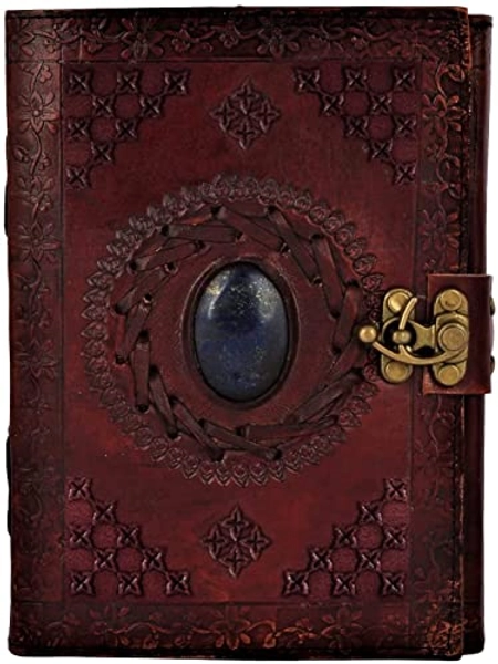 Leather Journal with Semi-Precious Stone & Buckle Closure Leather Diary Gift for Him Her