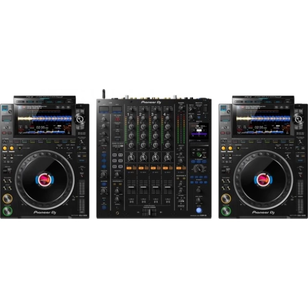 2 x Pioneer DJ CDJ-3000 + Pioneer DJ DJM-A9 Set Pupitru DJ