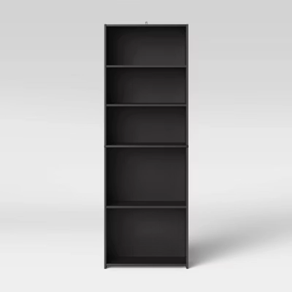 5 Shelf Bookcase Black - Room Essentials™: Adjustable, Open Storage, Modern Style, 71" Tall