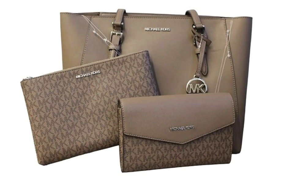 Michael Kors Charlotte Large 3-in-1 Tote Crossbody Handbag Leather