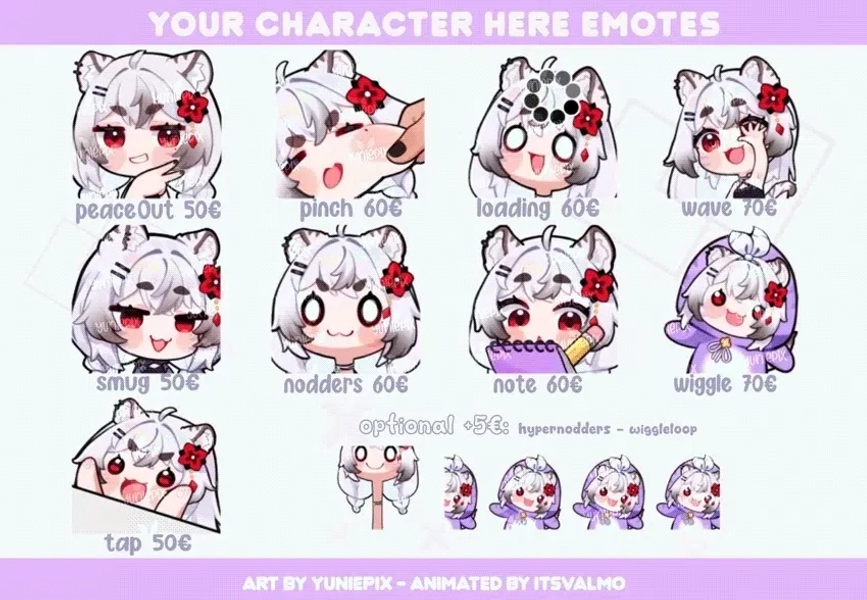 YCH Animated emotes by YuniePix (@YuniePix)