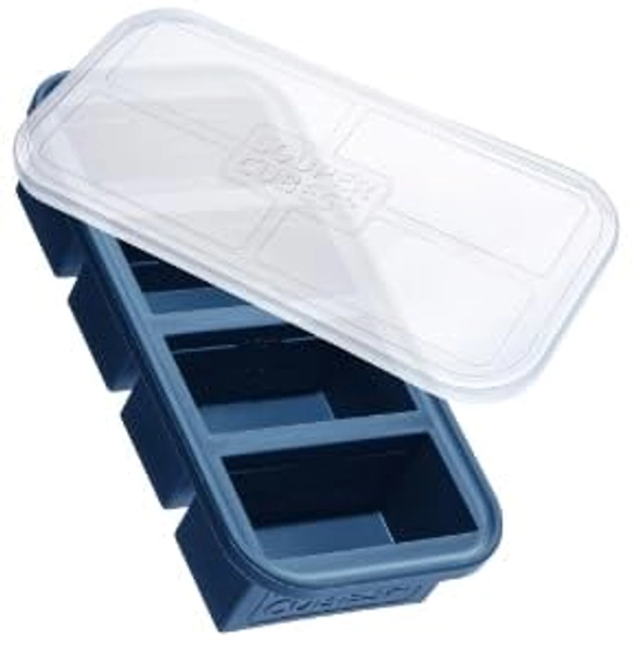 Souper Cubes 1 Cup Silicone Freezer Molds - Soup Cubes Perfect for Storing Broth, Rice, Leftovers and More - Silicone Freezer Trays with Lids for Meal Prep - Blueberry - 1-Pack