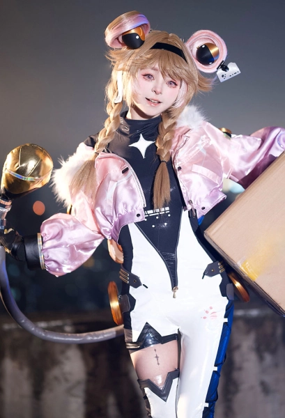 Wuthering Waves Emily Cass Cosplay Costume Jumpsuit Jacket with Leg Socks and Headband