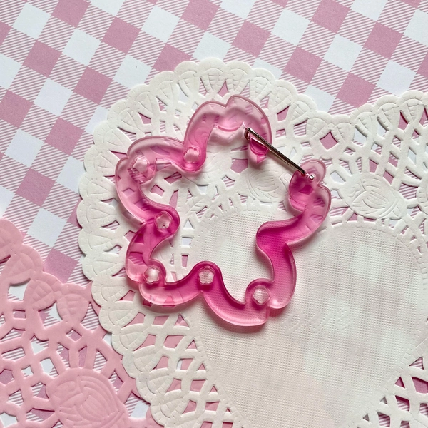 Pink Sakura Acrylic Carabiner | Cute Jelly Cherry Blossom Trinket Holder | Kawaii Keychain Purse Bag Charm | Tote Bag Backpack Accessory