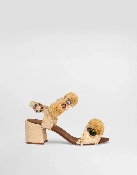 Embroidered sandal with fringes in Multicolor for Women | Dolce&Gabbana® US