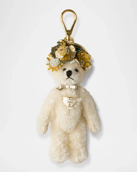 Teddy Bear Bag Charm with Metal Ring