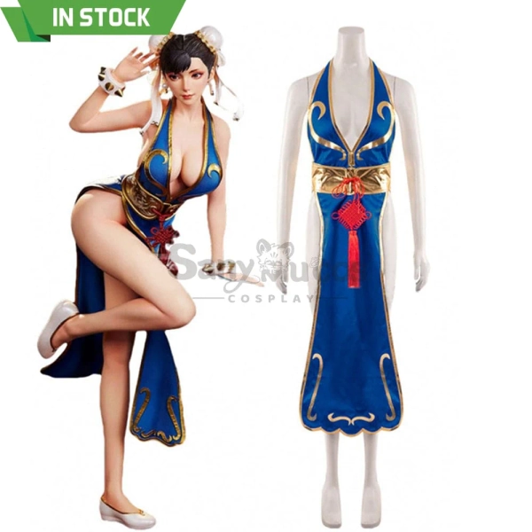 【In Stock】Game Street Fighter Cosplay Chun-Li Cosplay Costume Sexy Cheongsam Plus Size