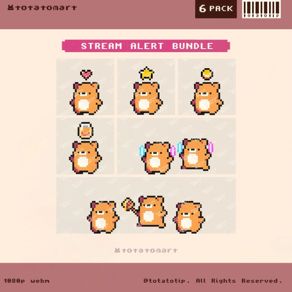 Honey Bear Stream Alert BUNDLE | Cute Pixel Stream Alerts | Kawaii Cozy Overlay Notification for Fall | Animated Cottagecore Assets | Gamers