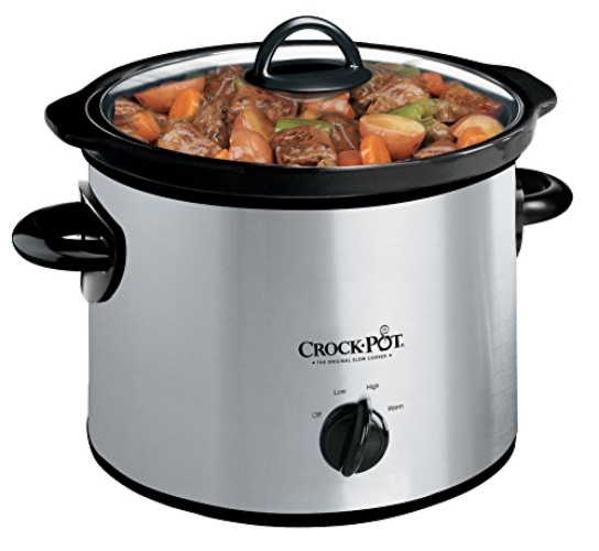 Crock-Pot Small 3 Quart Round Manual Slow Cooker, Stainless Steel and Black (SCR300-SS) - Stainless Steel - 3 Quarts - Cooker