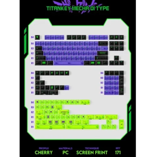 EVA MECHA-01 Keycap 171/152 Keys PC/PBT Material Cherry Profile DYE-SUB Personalized For Mechanical Keyboard