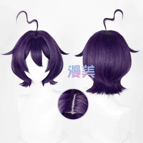 Anime Gushing over Magical Girls Hiiragi Utena Cosplay Wig 33cm Purple Black Heat Resistant Synthetic