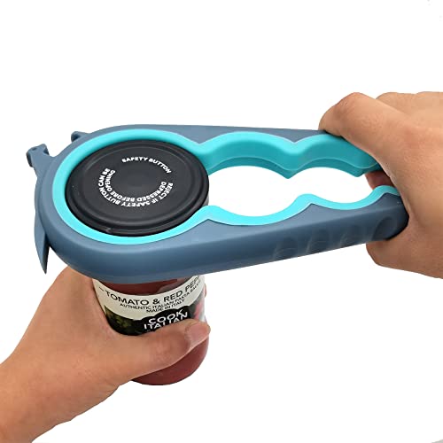 Otstar Jar Opener Bottle Opener and Can Opener for Weak hands, Seniors with Arthritis and Anyone with Low Strength, Mutil Jar Opener Get Lids Off Easily (Blue and Grey) - Blue and Grey