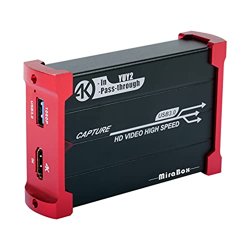 Mirabox Capture Card for Nintendo Switch,USB3.0 1080P 60FPS Video Audio Capture Card,Support 4K@30Hz Input and Passthrough for PS4 PS5 DSLR Xbox Streaming and Recording by OBS - Black