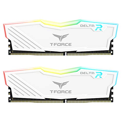 TEAMGROUP T-Force Delta RGB DDR4 16GB (2x8GB) 3000MHz (PC4-24000) CL16 Desktop Memory Module Ram - White - TF4D416G3000HC16CDC01 - 16GB(2x8GB) - DDR4 3000MHz 16-18-18-38 - White