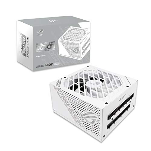 ASUS ROG Strix 850W White PSU - ROG Heatsinks, Axial-Tech Fan, 80 Plus Gold, Fully Modular, 10-Year Warranty - Non-RGB - 850W - ROG-STRIX-850G-WHITE