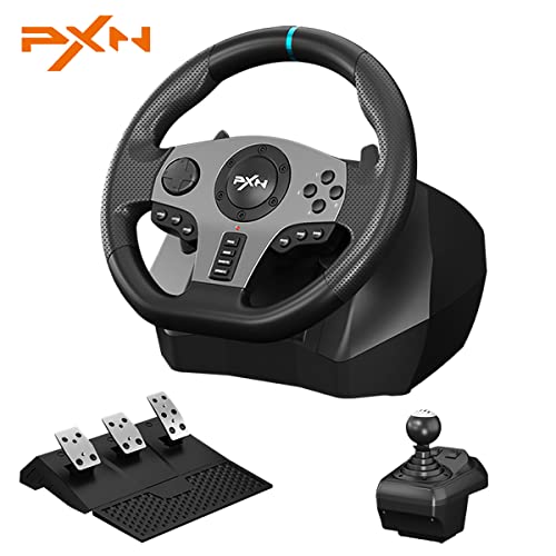 PXN Gaming Racing Wheel V9 Gaming Steering Wheel 270/900° Car Simulation with Pedal and Shifter, Paddle Shifters Driving Wheel for PS4, PS3, PC, Switch