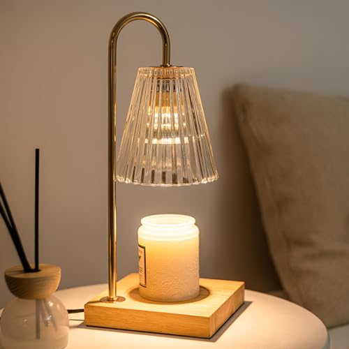 Marycele Candle Warmer Lamp, Electric Candle Lamp Warmer, Mothers Day Gifts for Mom, House Warming Gifts New Home Bedroom Decor Dimmable Wax Melt Warmer for Scented Wax with 2 Bulbs, Jar Candles - Clear