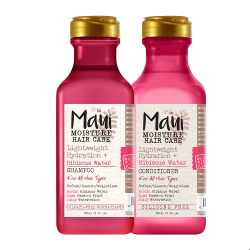 Maui Moisture Lightweight Hydration + Hibiscus Shampoo + Conditioner for Daily Moisture, No Sulfates, 13 Fl Oz - Shampoo + Conditioner