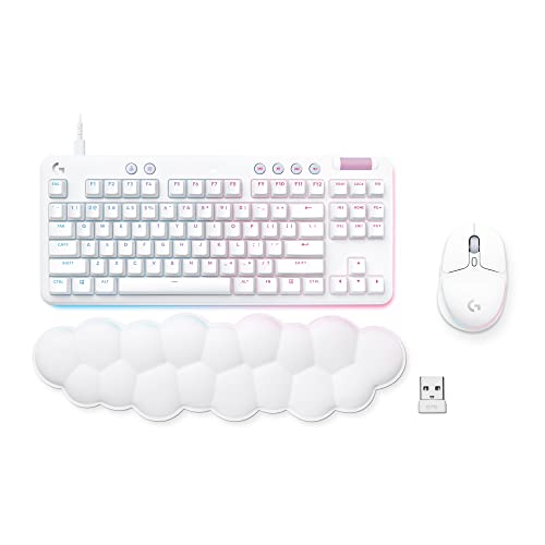 Logitech G713 Wired Mechanical Gaming Keyboard Clicky + G705 Wireless Gaming Mouse Bundle - White Mist - Wired - Clicky - Keyboard + Mouse