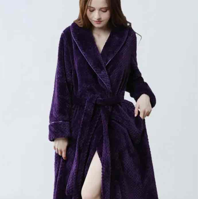Ladies Womens Bathrobe Long Fleece Dressing Gown Luxury Winter Housecoat Robe UK