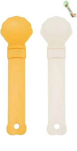 podafu 2pcs Cat Strip Feeder Spoon, Happy Spoon for Cats, Cat Lickable Squeezable Creamy Treat, Cat Wet Treats Dispense Spoon, Cat Treat Spoon Squeeze, (Beige&Green/Beige&Orange)