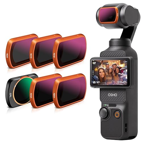 MINGVEN Magnetic Osmo Pocket 3 ND Filters Set - 6 Pack (CPL, ND8, ND16, ND32, ND64, ND128) Polarizing and Neutral Density Filter Kit for DJI Osmo Pocket 3 - CPL + 5 ND Filters