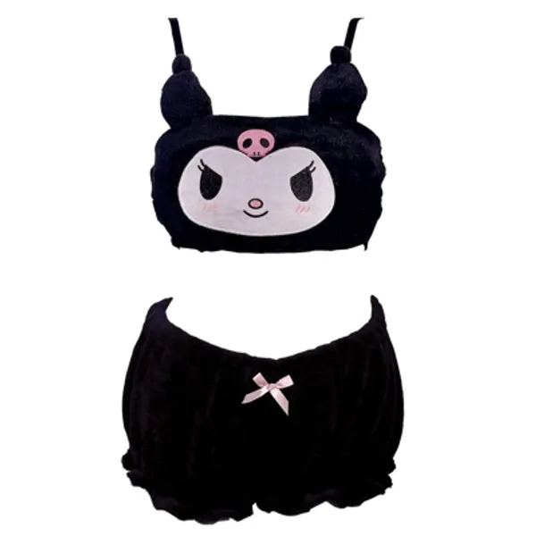 Kawaii Pajamas Set Cinnamoroll Sleepwear Cute Pink Melody Underwear Kuromi Lingerie