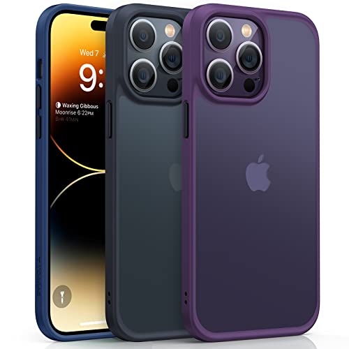 TORRAS Shockproof Designed for iPhone 14 Pro Max Phone Case, Military Grade Drop Protection, Protective Black Hard Back Slim Thin Translucent iPhone 14 Pro Max Case 6.7'', Purple-Guardian Series - iPhone 14 Pro Max - 4. Purple