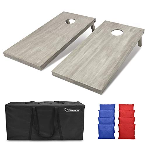 GoSports 4 ft x 2 ft Regulation Size Wooden Cornhole Boards Set - Includes Carrying Case and Bean Bags (Choose Your Colors) Over 100 Color Combinations - Classic Red & Blue