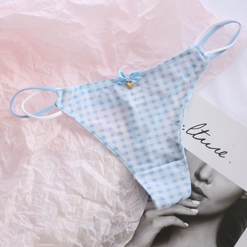 Classic Mesh Thongs - blue lattice