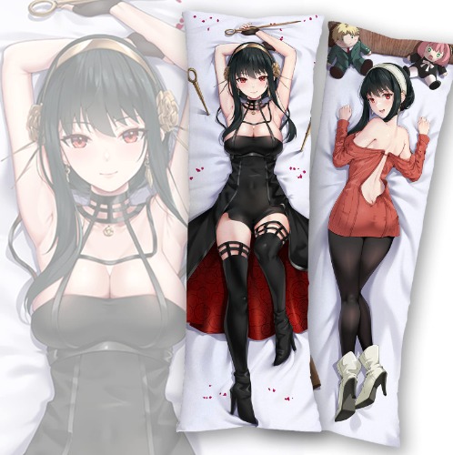 Yor Body Pillow Cover Case Hugging Soft Anime Character Merch Stuffed Double-Sided Printed Peach Skin Plush Room Decor Dakimakura 59" x 20" - Yor Forger B 59" x 20"